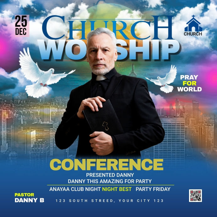 church worship flyer Pos Instagram template