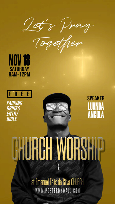 Church Worship Let's Pray Together Flyer Umbukiso Wedijithali (9:16) template