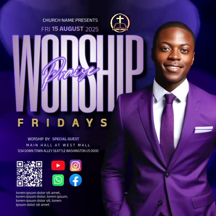 Copy of Church Worship Service ad Design Template | PosterMyWall