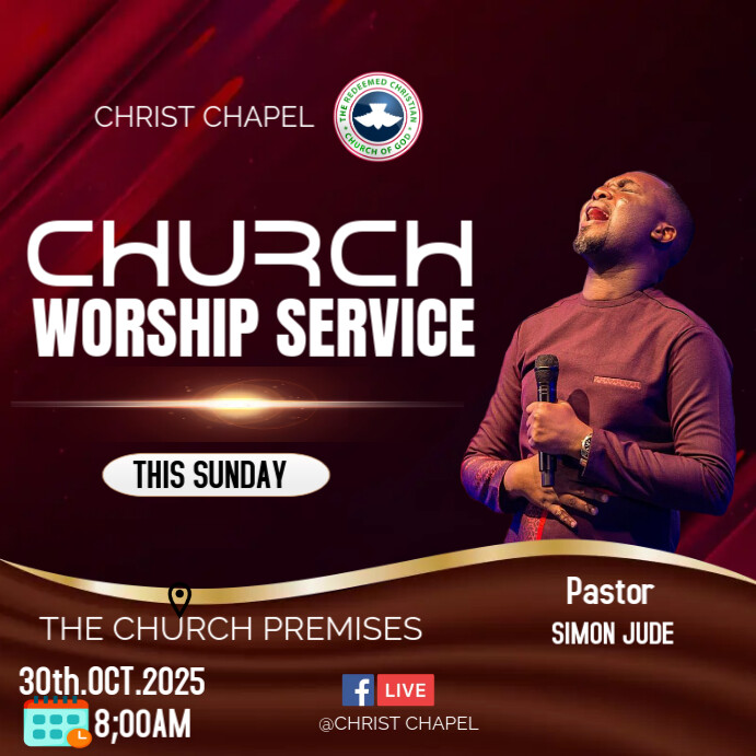 CHURCH WORSHIP SERVICE Instagram Post template