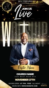 church worship service instagram story design template