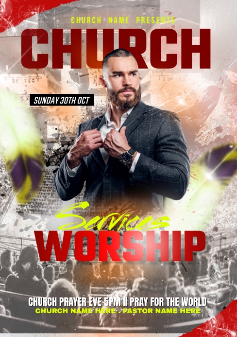 Copy of church worship sunday service ad | PosterMyWall