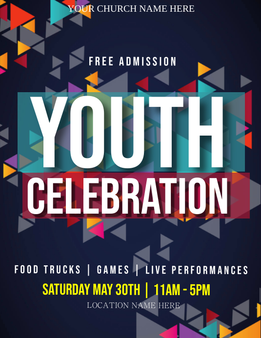Church Youth Celebration Event Flyer Template PosterMyWall