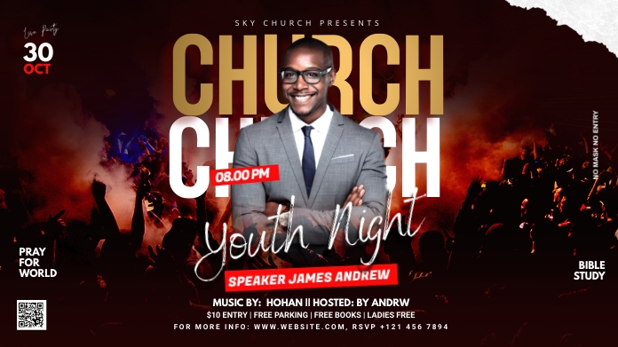 church youth night template Twitter-opslag