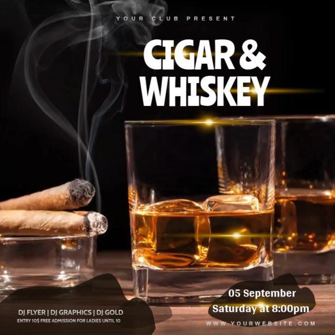 Whiskey Posts CIGAR & WHISKEY Instageam Post Template | PosterMyWall