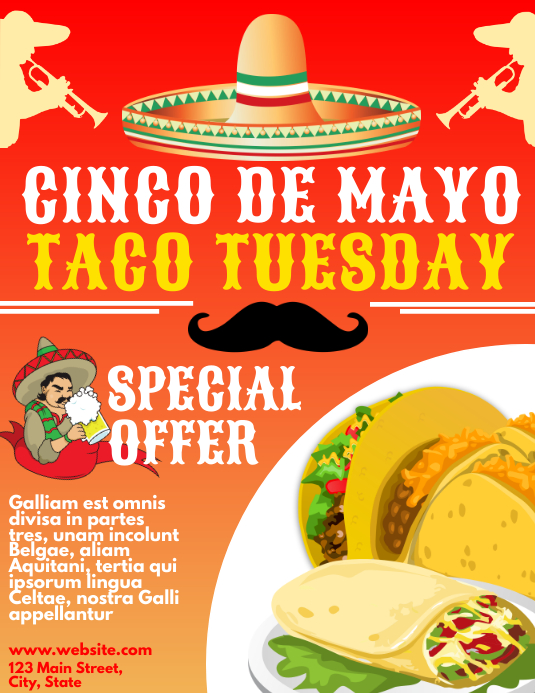 Cinco de mayo and taco tuesday flyer special Template PosterMyWall