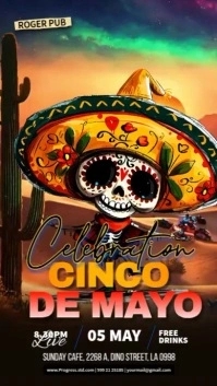 Cinco De Mayo Cactus เรื่องราวบน Instagram template