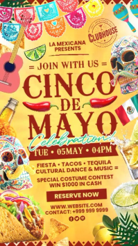 Orange Cinco de Mayo Celebration Pantalla Digital Template