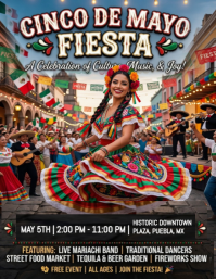Sort Cinco de Mayo Celebration Ulotka Template