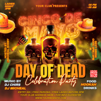 Cinco de Mayo Day of the Dead Party Flyer Template – Skull Tequila Club Poster โพสต์บน Instagram