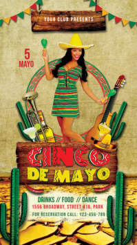 Orange Cinco de Mayo Celebration งานแสดงผลงานแบบดิจิทัล Template