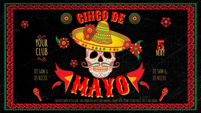 Cinco De Mayo Display งานแสดงผลงานแบบดิจิทัล (16:9) template