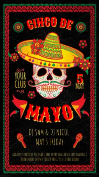 Black Cinco de Mayo Party Digital Display Template