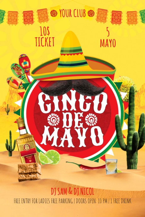 Cinco De Mayo Flyer Banner 4' × 6' template