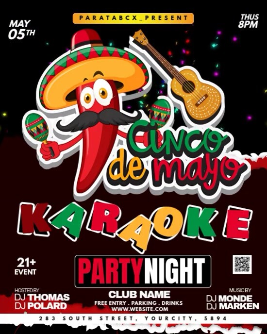 cinco de mayo karaoke night party Instagram Portrait template