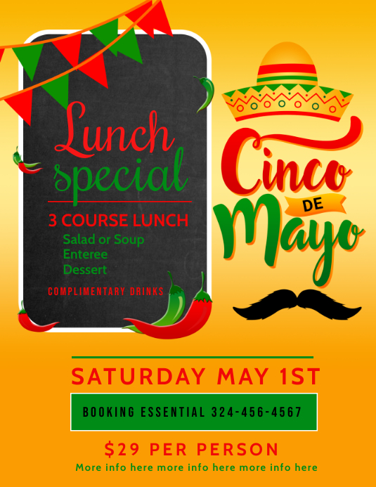 cinco de mayo lunch menu, cinco de mayo Template PosterMyWall