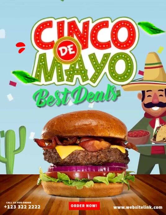 Cinco De Mayo Menu Volante (Carta US) template