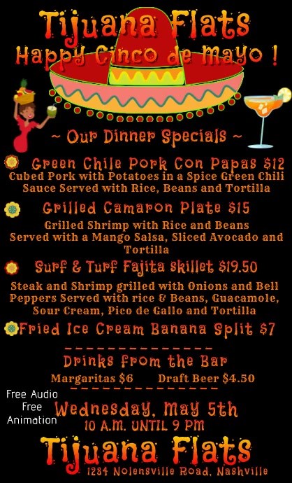 Cinco de Mayo Menu Template PosterMyWall Cinco de Mayo Menu Template PosterMyWall
