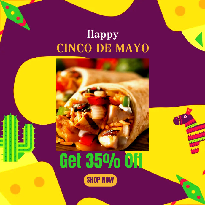 cinco de mayo menu สี่เหลี่ยมจัตุรัส (1:1) template