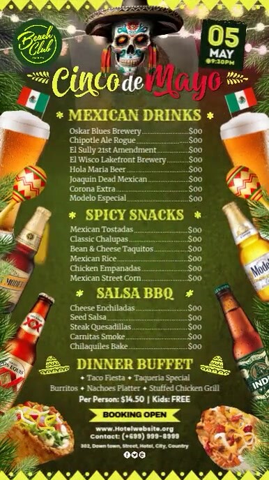 Cinco De Mayo Menu Template Cinco De Mayo Menu Template