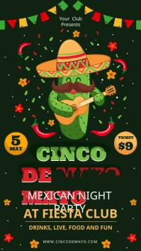 Green Cinco De Mayo Party Template Digital Display (9:16)