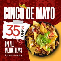 Cinco de Mayo Nachos Promo - 35% Off Mexican Restaurant Square Instagram Post banner promo Instagram-Beitrag template