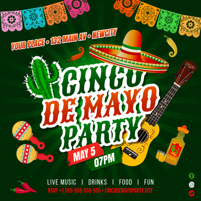 Cinco De Mayo Partybanner – 4,7 M – 9 Kunststoff-Flaggen – Doppelseitig – Wasserfest – Für Fiesta, Día De Los Muertos & Mehr