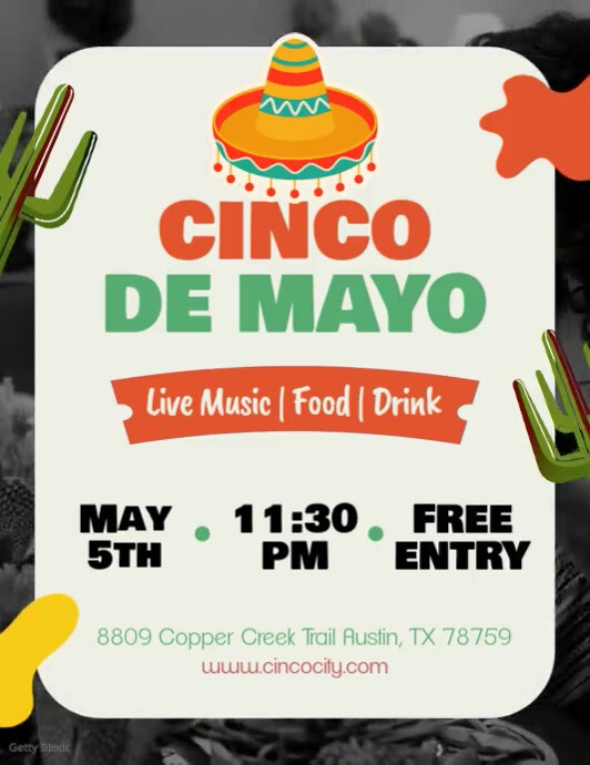 Cinco de Mayo Party Flyer Рекламная листовка (US Letter) template