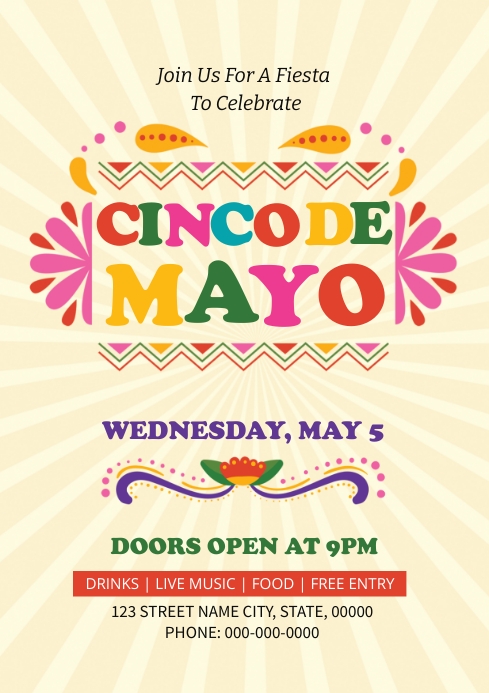 Cinco De Mayo Party Flyer A4 template