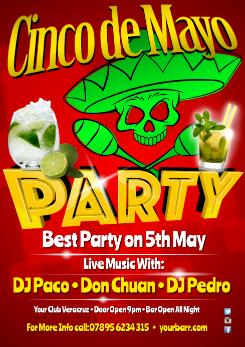 Cinco De Mayo Party Flyer Template Cinco De Mayo Party Flyer Template