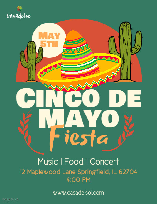 Cinco de Mayo Party Flyer Template 传单(美国信函)