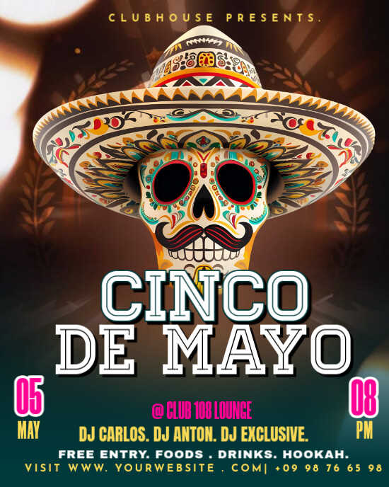cinco de mayo party posters Instagram Portrait template