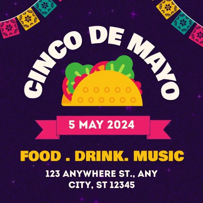 5 Stück Cinco De Mayo Partybanner – Je 4,7 M, Mexikanische Motive (Kaktus, Gitarre, Sonne), Wasserfest