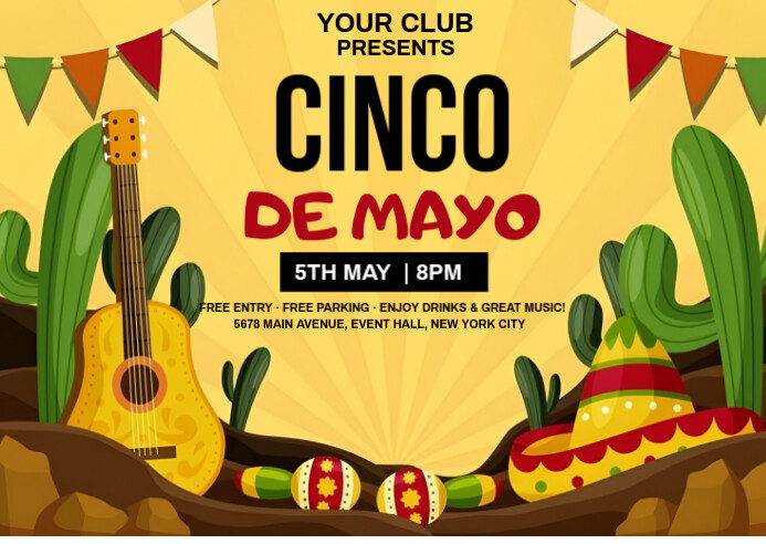 Cinco De Mayo Post Postcard Poskaart template