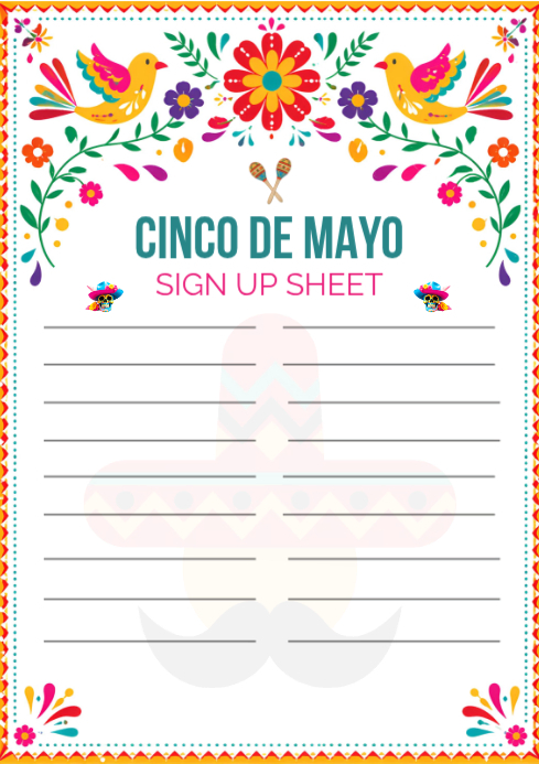 Cinco de mayo sign up sheet template | PosterMyWall