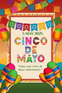 Cinco De Mayo Template 2025 Bannière 4' × 6'