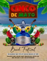 Cinco de mayo video flyer Volantino (US Letter) template