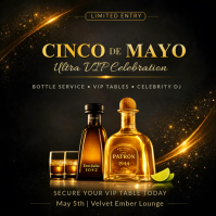 Cinco de Mayo VIP Party Flyer Template | Luxury Bottle Service Event Poster | Exclusive Night Club Square (1:1)