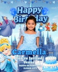 Cinderella Birthday Invatation Video Instagram Portrait template