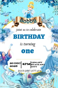 Cinderella birthday party anniversary flyer Pinterest Graphic template