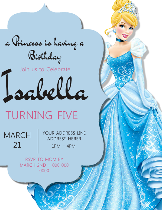 Cinderella Princess Invitation Template Postermywall
