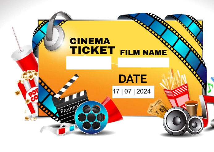 Cinema ticket postcard template Postal