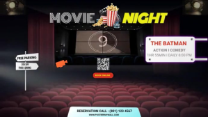 สีดำ Movie Night Event Digital na Display Template