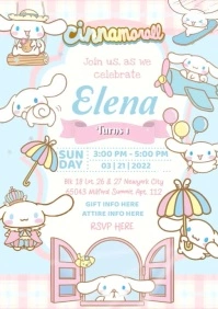 Cinnamoroll Birthday invitation A4 template