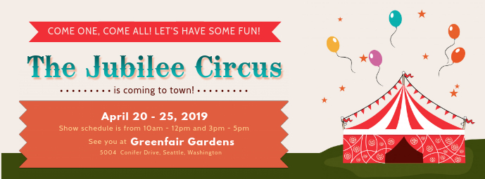 Circus Announcement Facebook Banner Template Postermywall