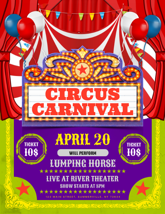 Circus Carnival Flyer Template PosterMyWall Circus Carnival Flyer Template PosterMyWall