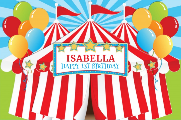 Circus Tent Happy Birthday Backdrop โปสเตอร์ template