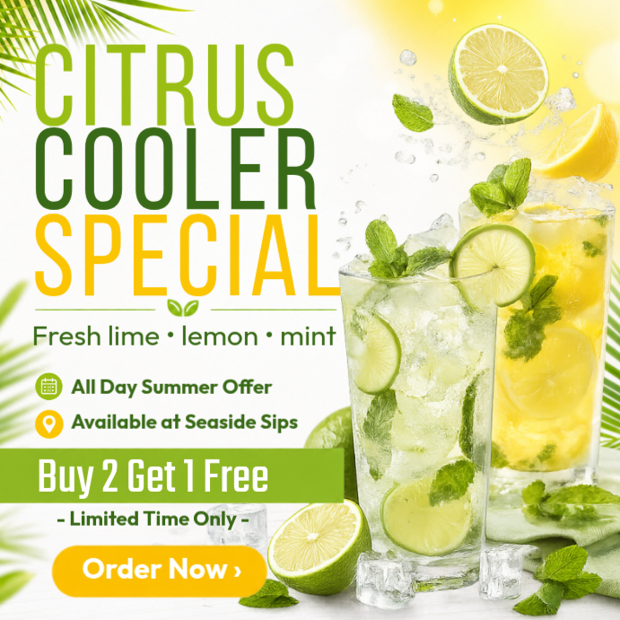 Blog Editor Template Citrus Cooler Promotion Template | PosterMyWall