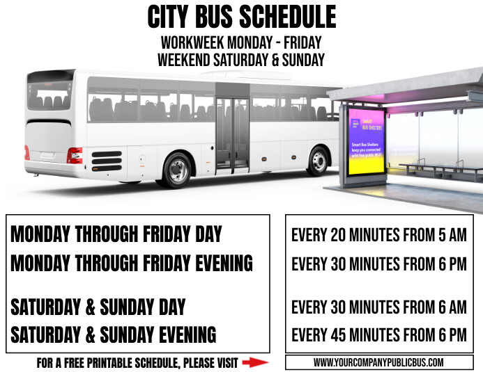 CITY BUS SCHEDULE Template | PosterMyWall city-bus-schedule-template-postermywall