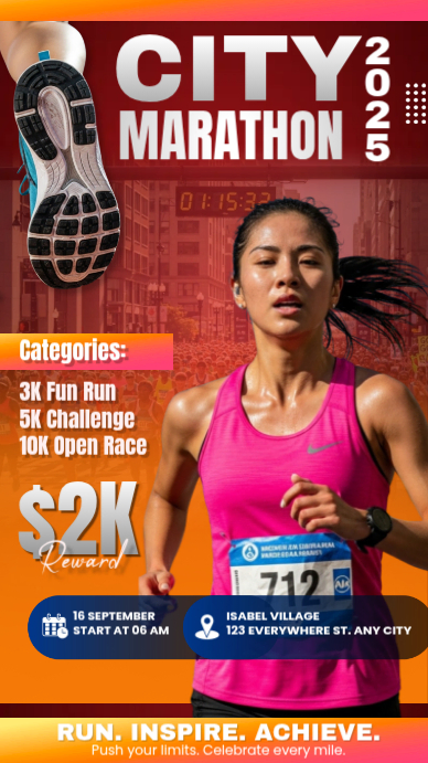 City Marathon Race Event Poster Template | PosterMyWall